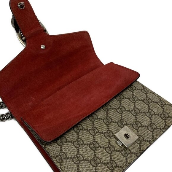 GUCCI Dionysus/GG Blooms Beige Ebony Red PVC Suede Shoulder Bag 632-080925 - Picture 9 of 14